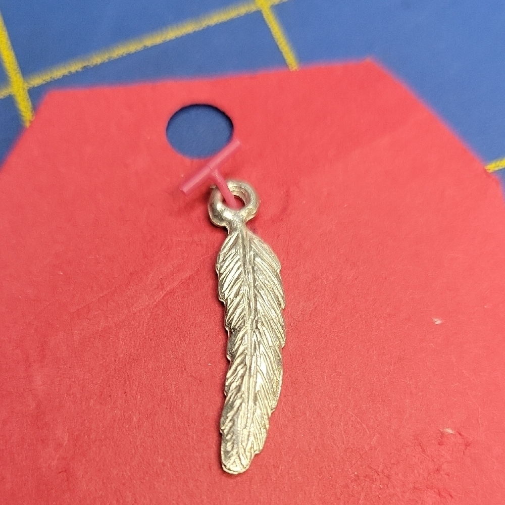 Silver Tone Feather Pendant